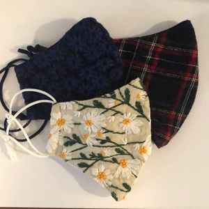 Set of 3 Lele Sadoughi embroidered face masks